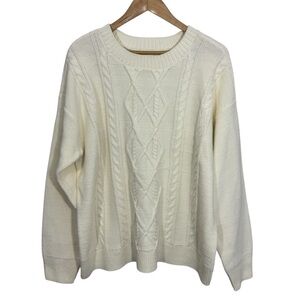 Joe Fresh + Jillian Harris Cable-Knit Sweater Womens XL Cream Crewneck Pullover